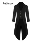 Мужская джинсовая куртка с капюшоном в стиле панк ретро смокинг мужской фрак смокинг для осень-зима ветровка длинный Блейзер Куртка размера плюс 4XL