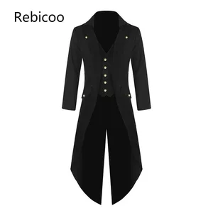 Мужская джинсовая куртка с капюшоном в стиле панк ретро смокинг мужской фрак смокинг для осень-зима ветровка длинный Блейзер Куртка размера плюс 4XL