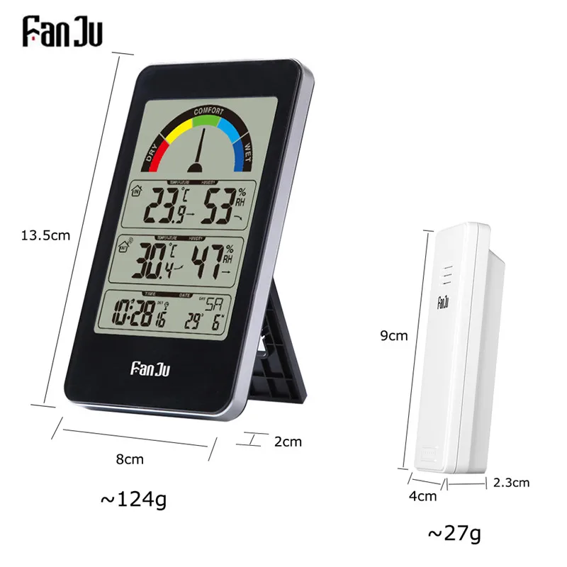 FanJu FJ3356 Цифровая метеостанция будильник термометр гигрометр беспроводной датчик