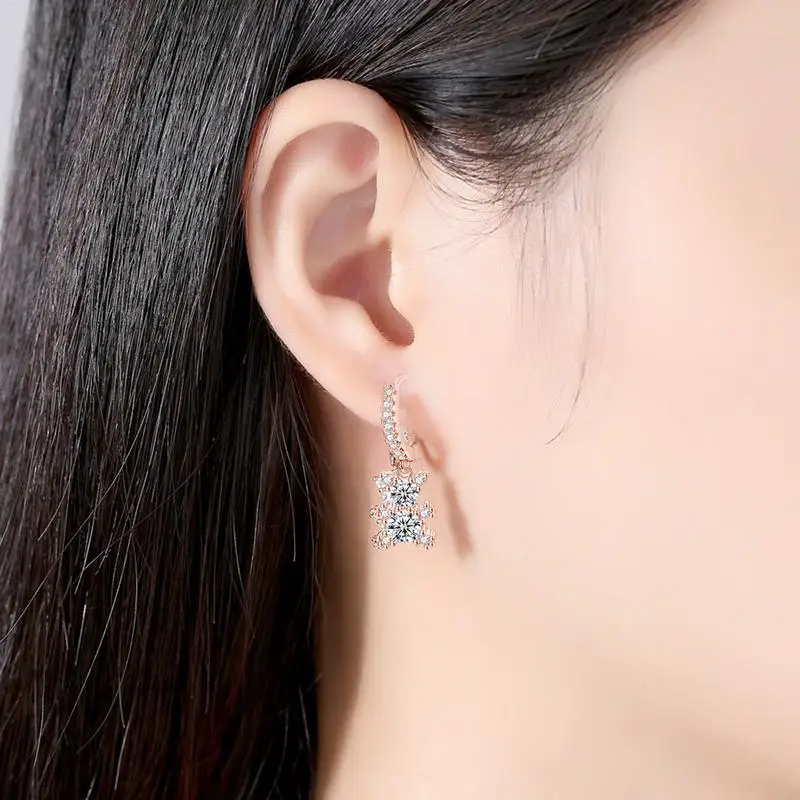 Pet Bear Jewelry Set Women Female Kawaii Lovely Clothing Accessories Earring Necklace Korean Style Rose Gold Silver Birthday Gif | Украшения