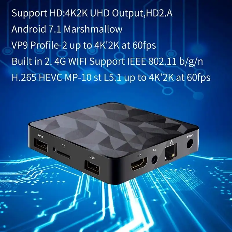 Q96 Мини Android 7 1 ТВ Box Amlogic S905W 4 ядра 2 4G Wi Fi Декодер каналов кабельного