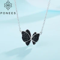 ponees new arrival black crystal branded butterfly necklace for women wedding jewelry gifts
