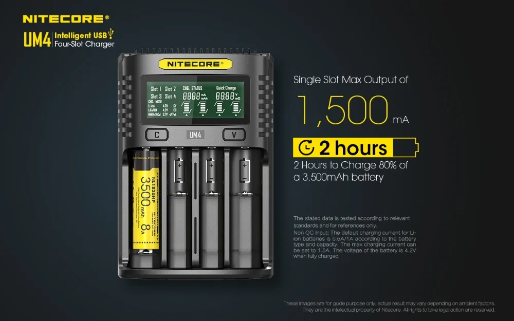 Интеллектуальное зарядное устройство NITECORE UM4 с 4 слотами USB ЖК дисплей доступны