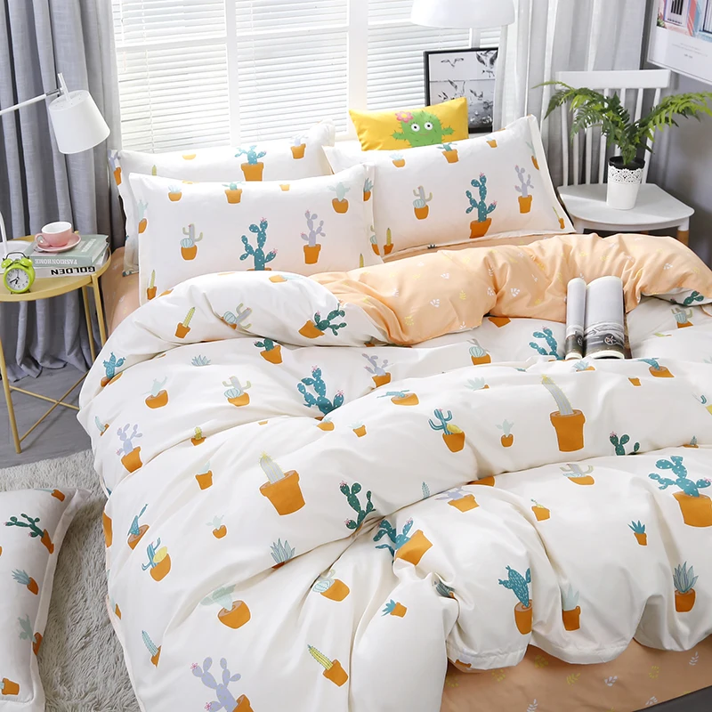4 шт./компл. Комплект постельного белья с изображением кактуса в горшке рисунком
