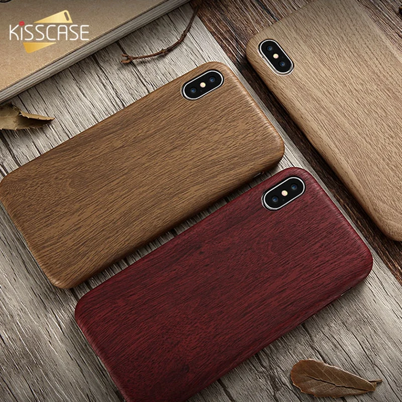KISSCASE Leather PU Wood Case For iPhone X 10 6 7 8 plus Cases Coque Business Phone 5 5s SE XS Max XR Funda Capa |