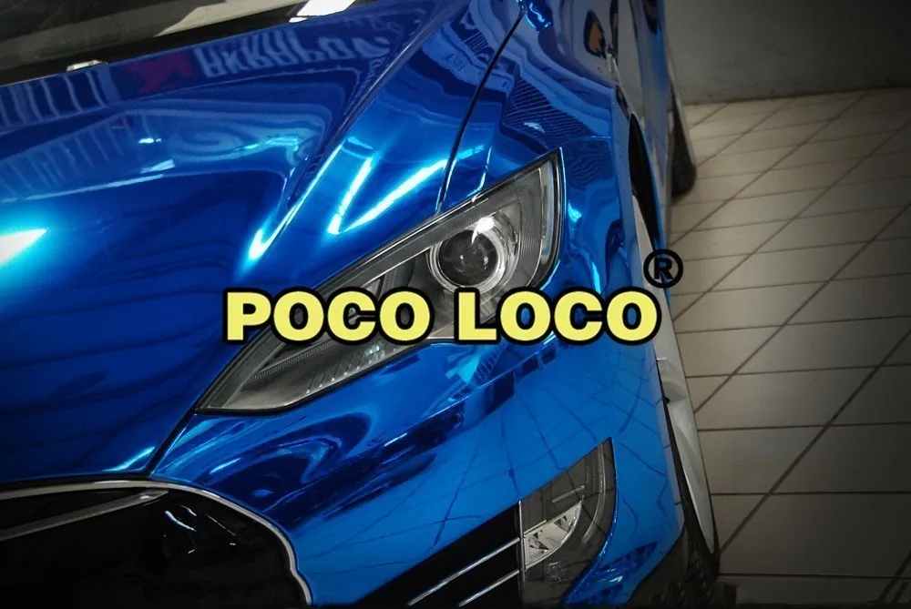 Синяя автомобильная пленка с электропокрытием хромированная виниловая