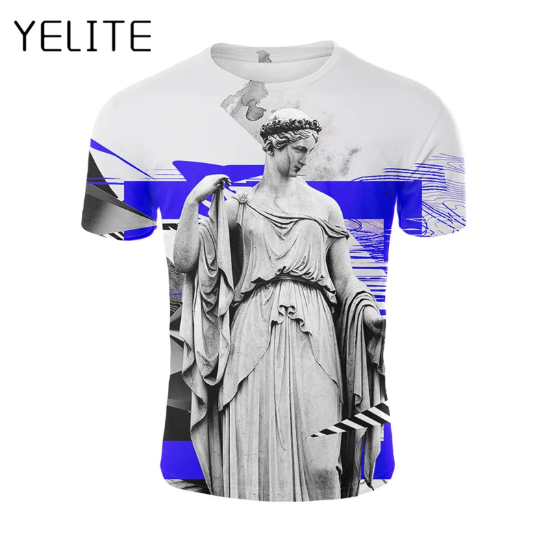 YELITE 2019 Новая Штукатурка рисунок голова фото печать 3d печатная Футболка круглый