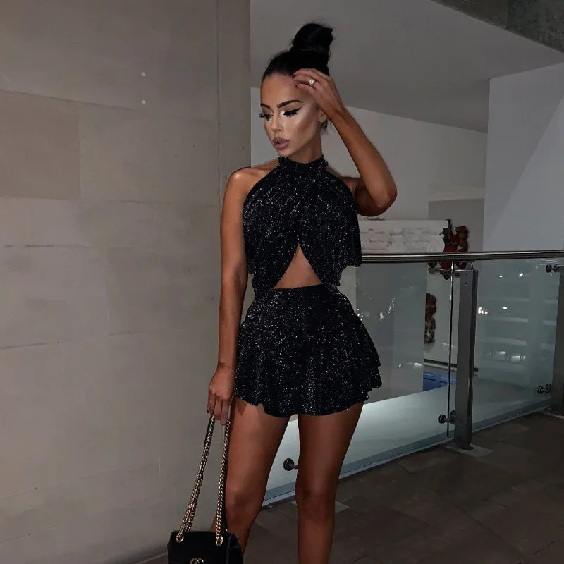 DRESSMECB сексуальный комплект из двух предметов платье с открытой спиной вечерние