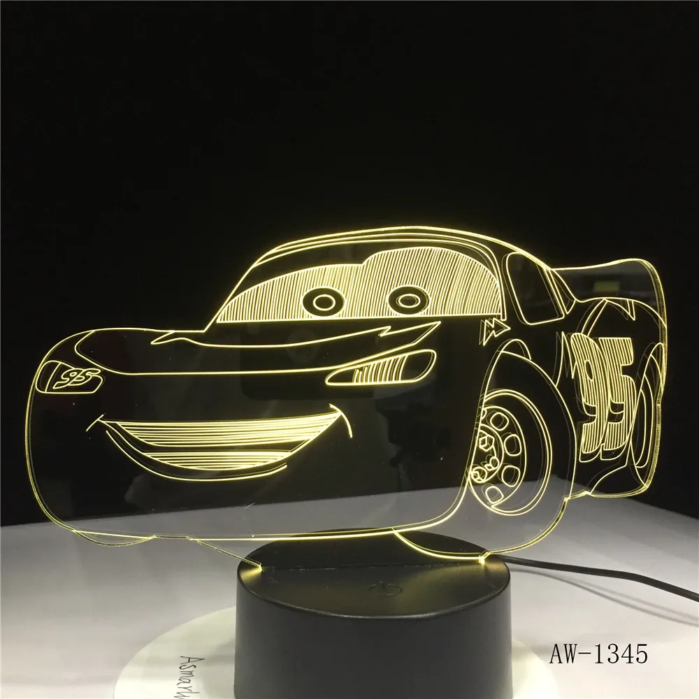 Lightning McQueen Route 66 ваш гоночный автомобиль 3D 7 цветов лампа визуальные светодиодные