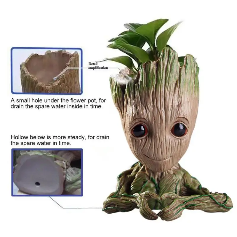Цветочный горшок модная виниловая ручка для детского Groot растений цветочный