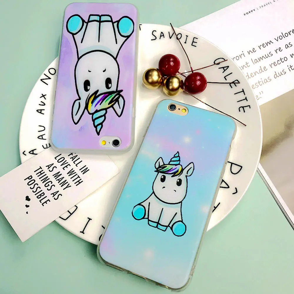 Чехол для телефона CASEIER с милым рисунком единорога iPhone X 6 6S 7 8 Plus 5 5S SE мягкие