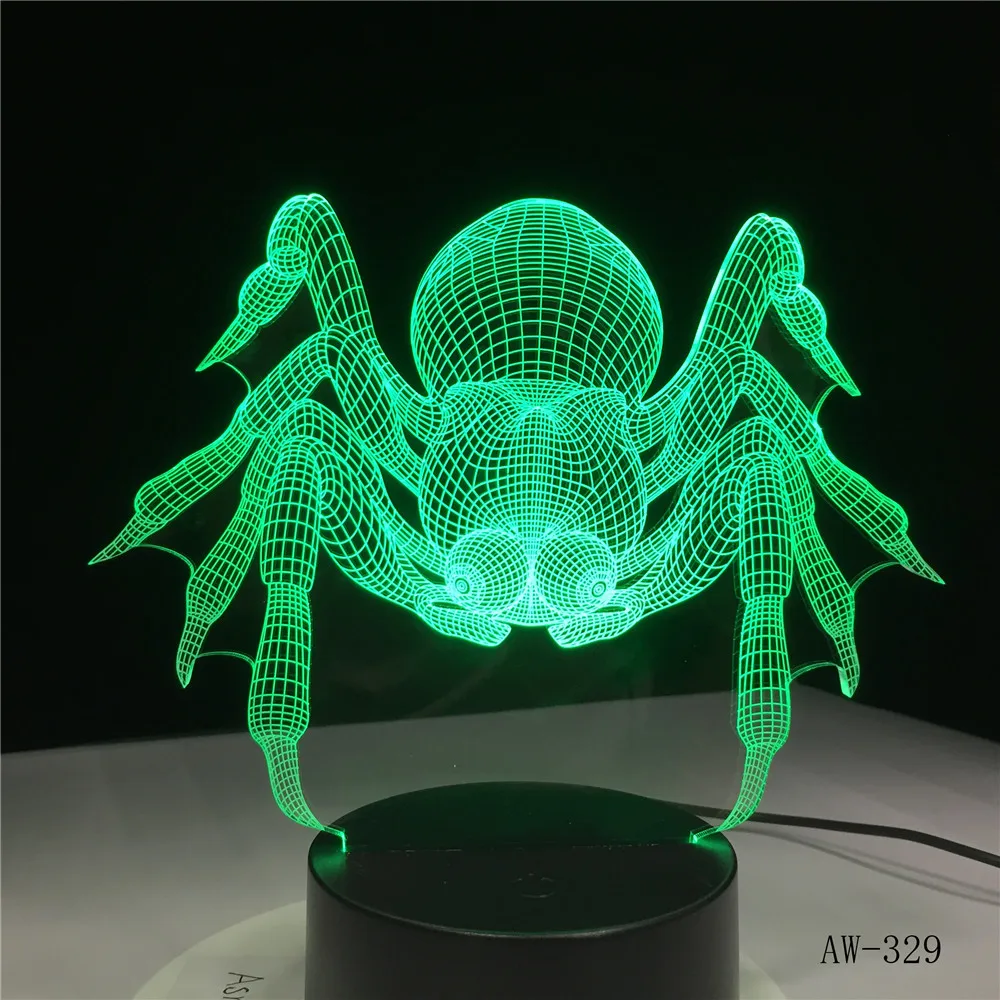 3D светильник в виде паука Креативный светодиодный ночник с USB-разъемом
