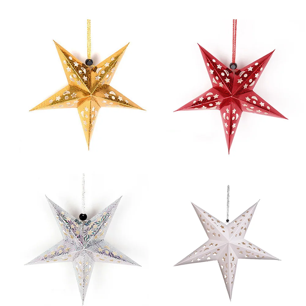 

1PC Christmas Pentagram Ornament Star Hanging Tree Decoration Christmas Decorations For Home Party Wedding New Year 30cm