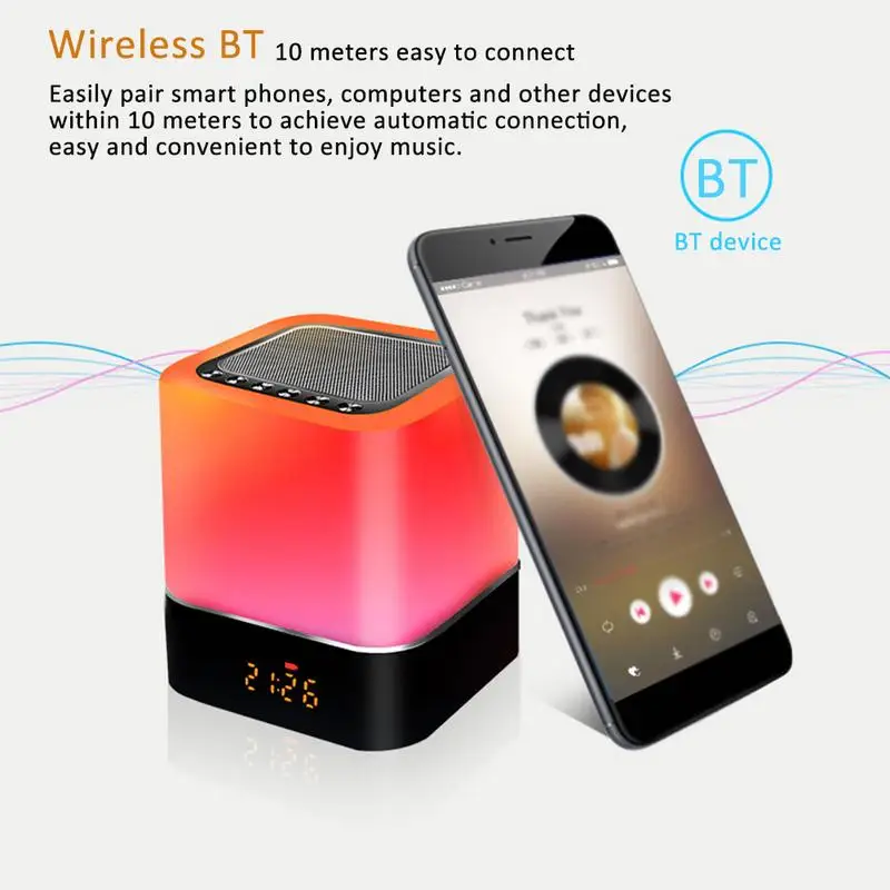 Красочные беспроводные смарт колонки СВЕТОДИОДНЫЙ ночник Bluetooth перезаряжаемый