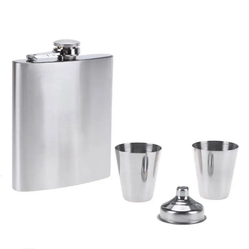 

7oz Stainless steel Hip Flask Set Gift Box Packing Alcohol Hip Flasks Whiskey Wine Bottles Drinkware Groom Gift for Drinker Man