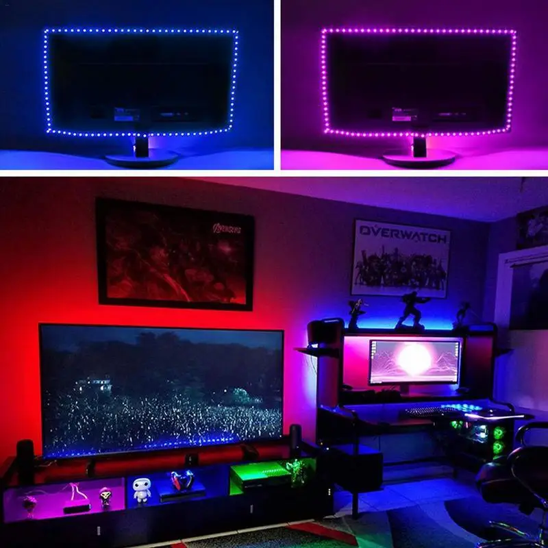 Водонепроницаемая гибкая светодиодная лента 5 в постоянного тока USB 5050 RGB 50 см 2 м 3