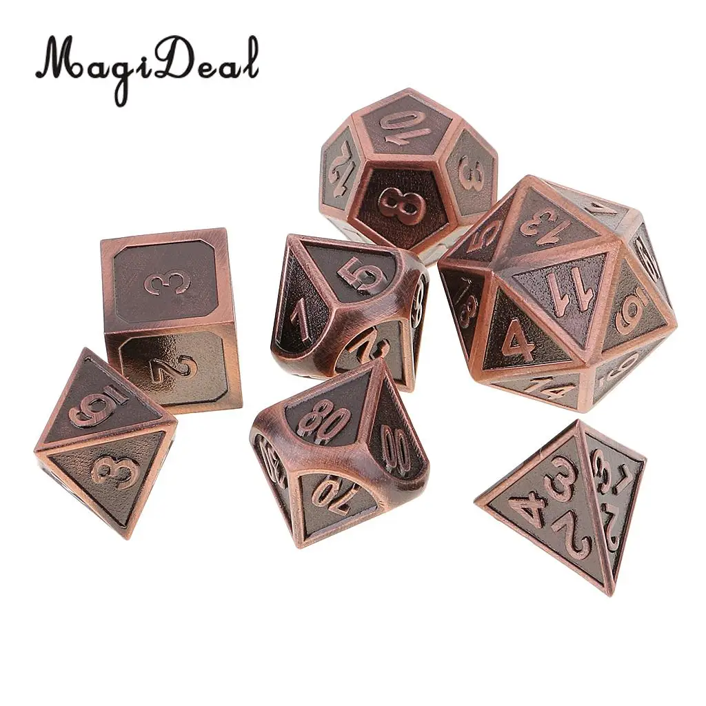 MagiDeal High Qaulity цинковый сплав мульти сторонний кубики 7 игральные кости набор для D &