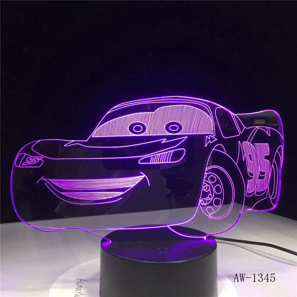 Lightning McQueen Route 66 ваш гоночный автомобиль 3D 7 цветов лампа визуальные светодиодные