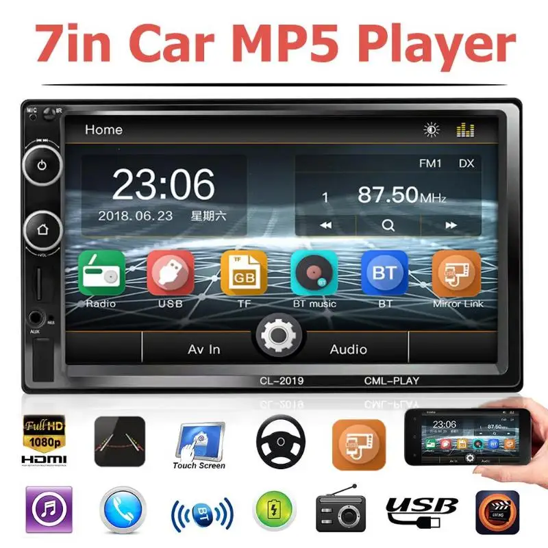 Автомагнитола C700 MP5 плеер с 7 дюймовым дисплеем FM радио TF U диском Bluetooth функцией