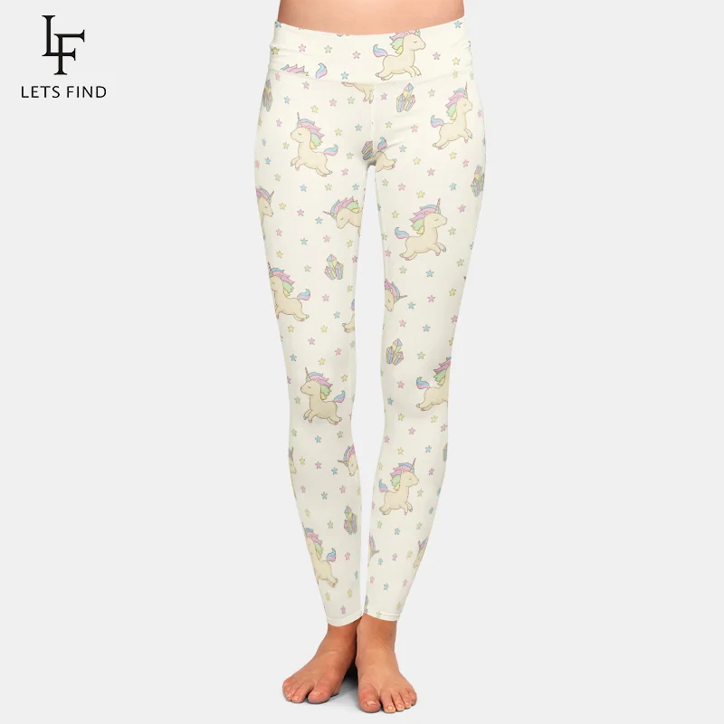 New Fashion Women Milk Silk High Waist Leggings 3D Print Unicorn High Elastic  Casual  Comfortable Women Leggings