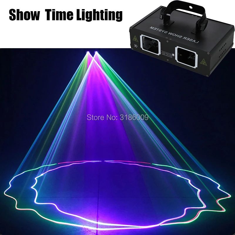 

Hot sales 2 Lens Red Green Blue RGB Beam Laser Light DMX 512 Professional DJ Party Show Club Holiday Home Bar Stage Lighting