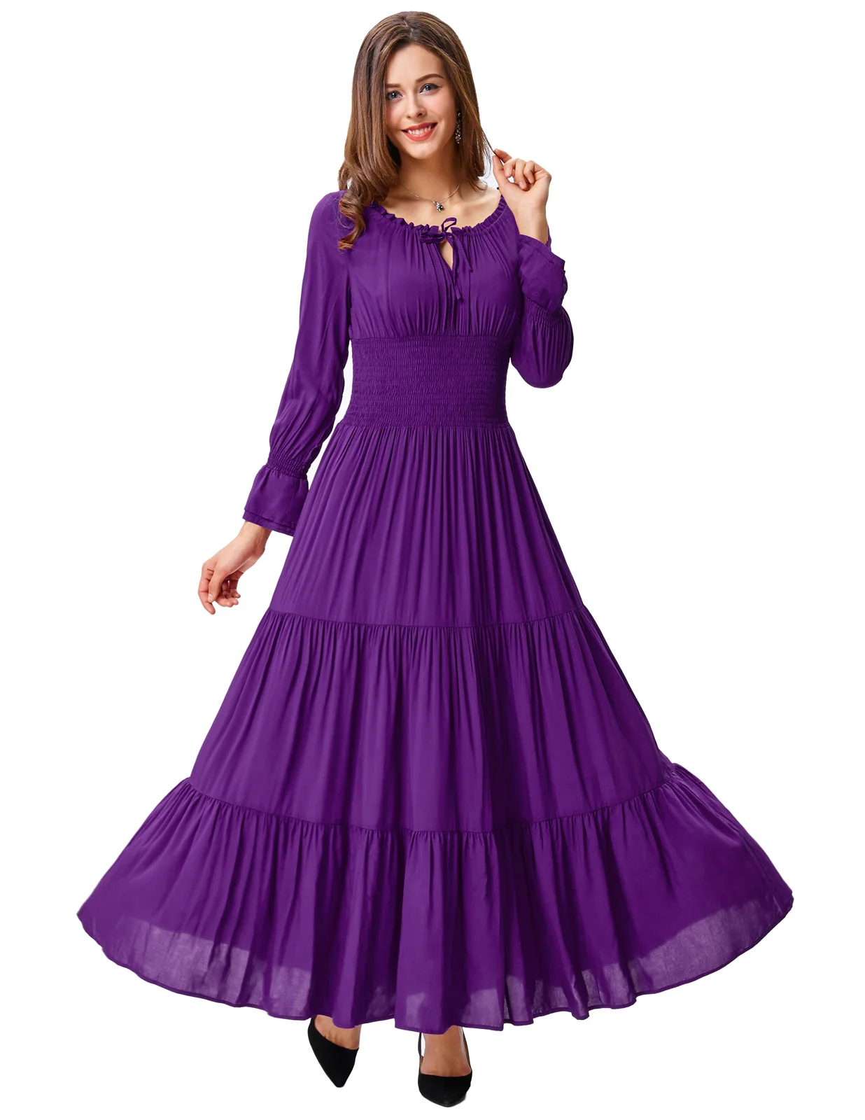 Ретро винтажное удобное хлопковое Летнее Платье макси с длинными