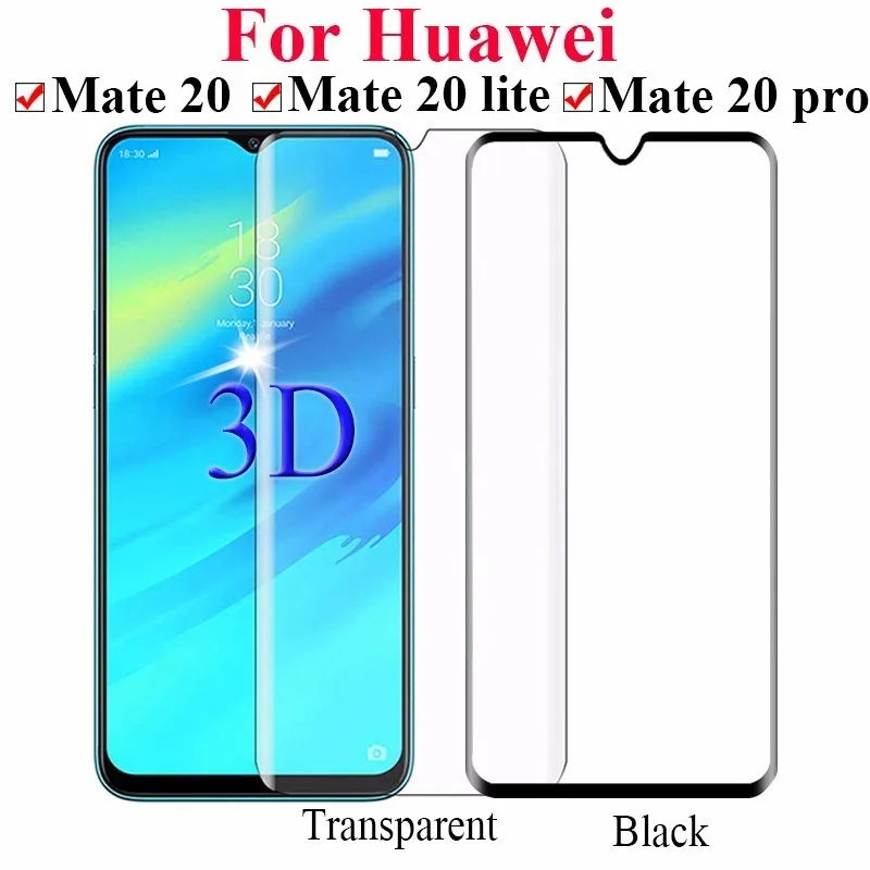 3D закаленное стекло для Huawei Mate 20 Lite pro Полное покрытие 9H Защитная пленка экрана