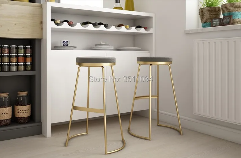

Brand New Nordic bar stool 45cm//65cm/75cm bar chair creative coffee chair gold high stool simple dining chair wrought iron