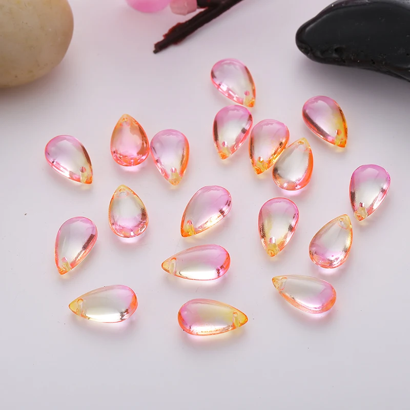 

New AB Color Czech Glazed Beads Waterdrop Shape Lampwork Glass Charms Clear Beads DIY Hairpin Bracelet Jewelry Components