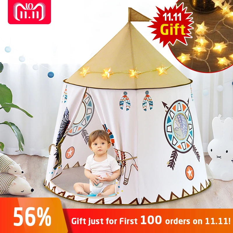 

2018 Kid Tent House Portable Princess Castle Present Hang Flag Children Teepee Tent Play Tent Birthday Christmas Gift Playhouse