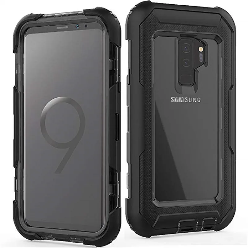 Чехол 3 в 1 для телефона Samsung Galaxy S9 Plus жесткий защитный противоударный чехол с