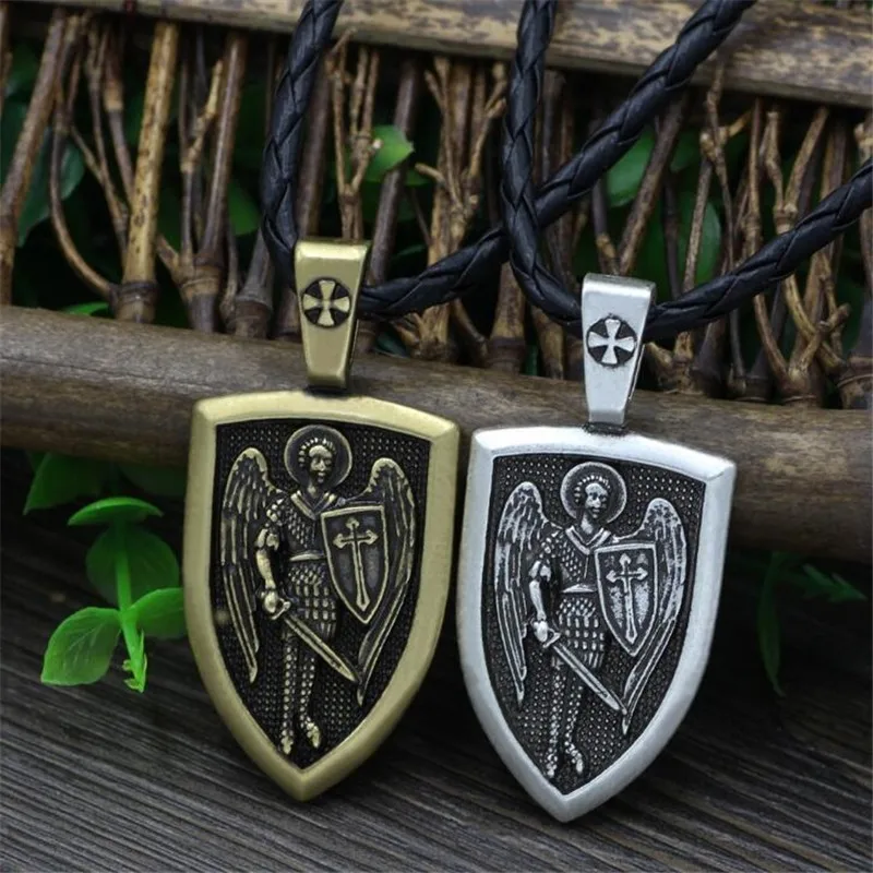 2019 Прямая поставка мужское ожерелье Archangel St. Michael Protect Me Saint Shield защита русский Orhodox