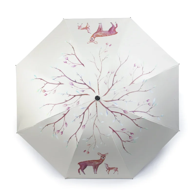 Fawn Sunny Umbrella Too Parasol Animal Milu Sunshade Purchase Black Rubber Sunscreen Small Fresh YS227- | Дом и сад
