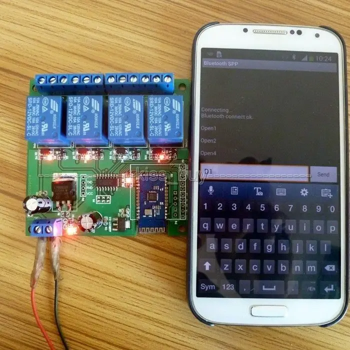 4 канальный Bluetooth релейный переключатель 12 В Android мобильный пульт дистанционного
