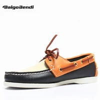 big size 37 46 boat shoes men genuine leather mixed colors lace up loafers leisure man casual driving car shoes classical