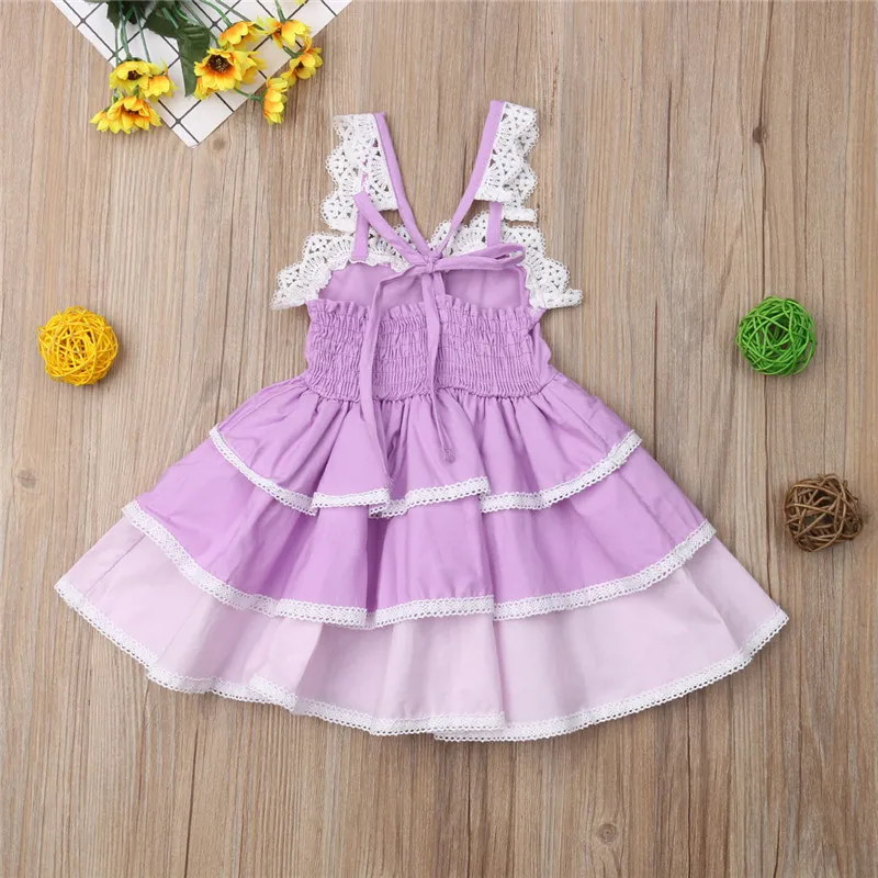 Детское летнее платье принцессы с цветочным рисунком для маленьких девочек