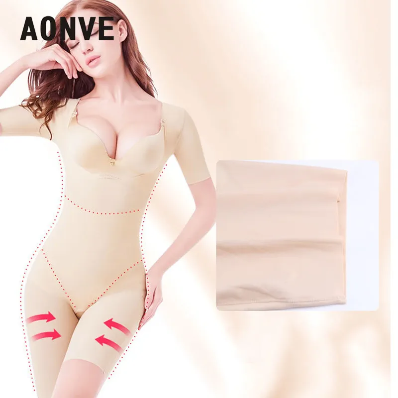 Aonve боди для похудения Shapewear с коротким рукавом формирователь рук бесшовный