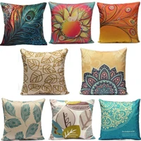 leaves feather linen cotton cushion casethrow pillow case home soft room gifts single sides printing
