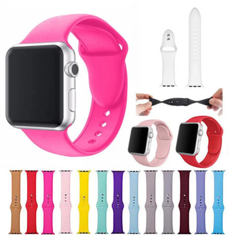 Новый силиконовый спортивный ремешок многоцветный для часов Apple Watch 38 мм-42 мм