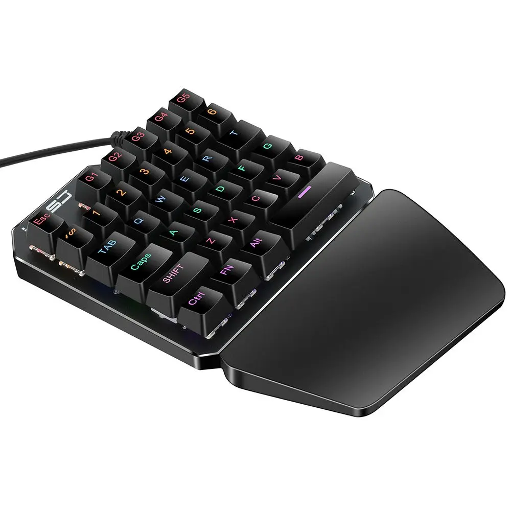 HXSJ J100 игровая мышь Проводная 35 клавиш для ноутбуков 7 подсветка зеленая ось