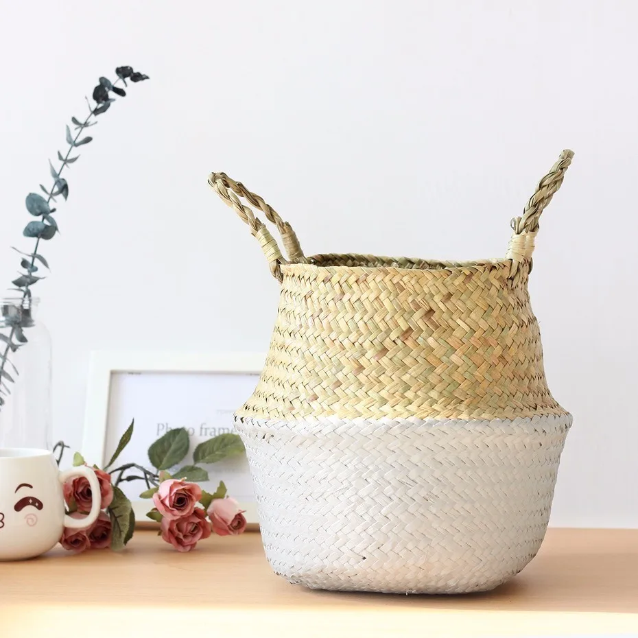 Окунутая белая корзина для живота Seagrass Panier Boule большая средняя детская игрушка