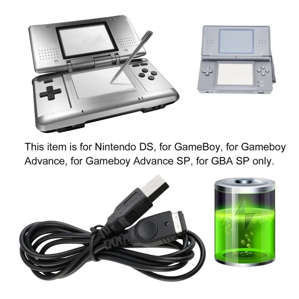 М 1 2 м зарядный кабель черный USB силовые шнуры и удлинители для nintendo Gameboy горячий