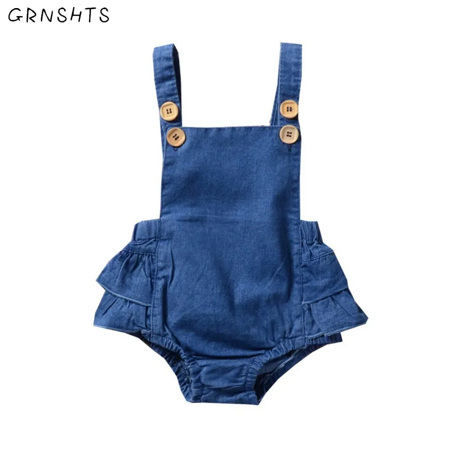 Sleeveless Infant Newborn Baby Girls Denim Romper Jumpsuit New Fashion Summer Bandage Playsuit Clothes Outfits |