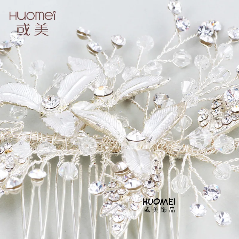 

NPASON 2021 Charming Bride Fashion Headwear Wedding Dress Hairpin Rhinestone Hair Comb New Pattern Bride Ornaments S8115