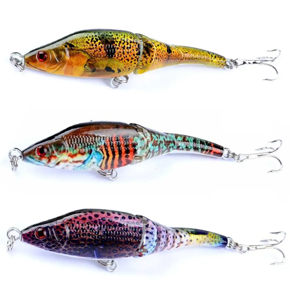 

9.5cm Painted 3 Sections VIB 3D Eyes Bionic Outdoor Fishing Hard Lure Bait with Hooks