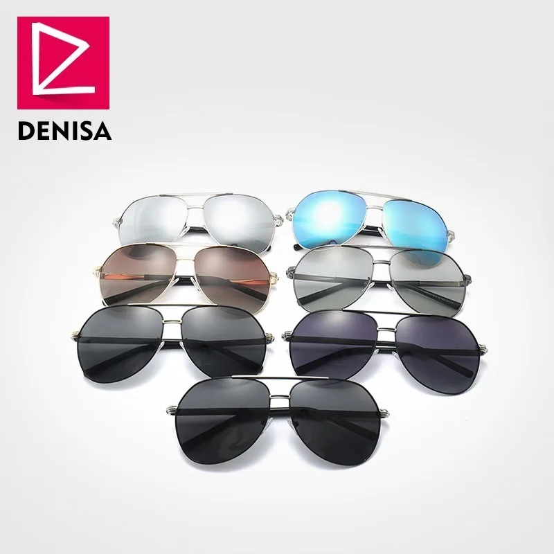 Фото Солнцезащитные очки DENISA G98156 для мужчин и женщин, зеркальные Поляризационные солнечные очки-авиаторы с защитой UV400 для вождения №5