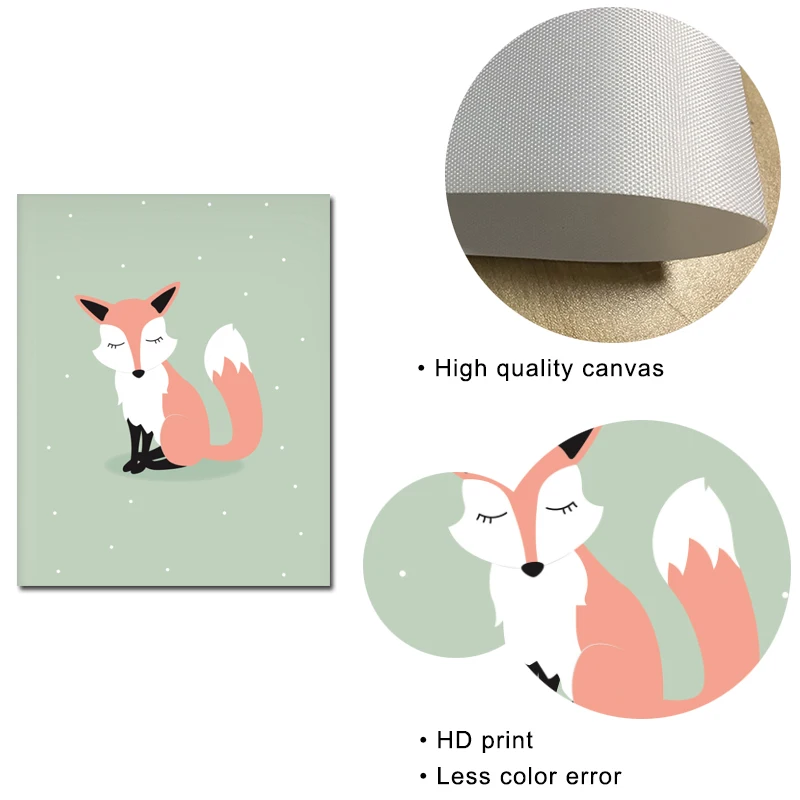 Детский холст с изображением Льва кролика лисы леса животных стены искусство