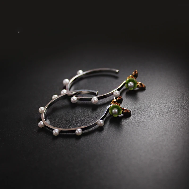 

99 CARATS Silver enamel drop glaze flower eardrop temperament, simple ear nail For Women Free Shipping