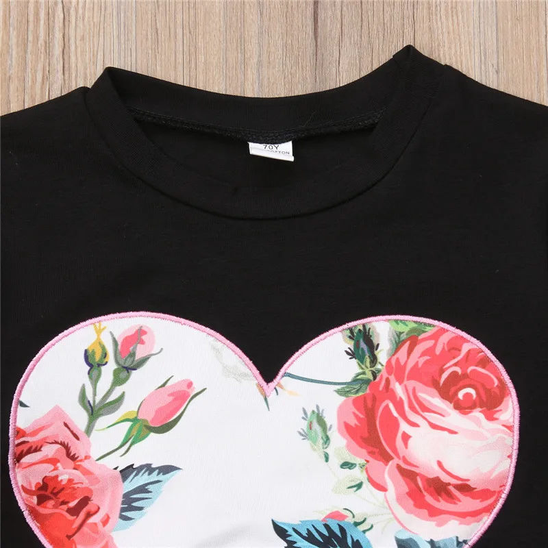 Fashion autumn Baby Girl Clothes set heart print T-shirt Top Pants Outfit Infant girls cotton clothing Sets Tracksuit | Детская одежда