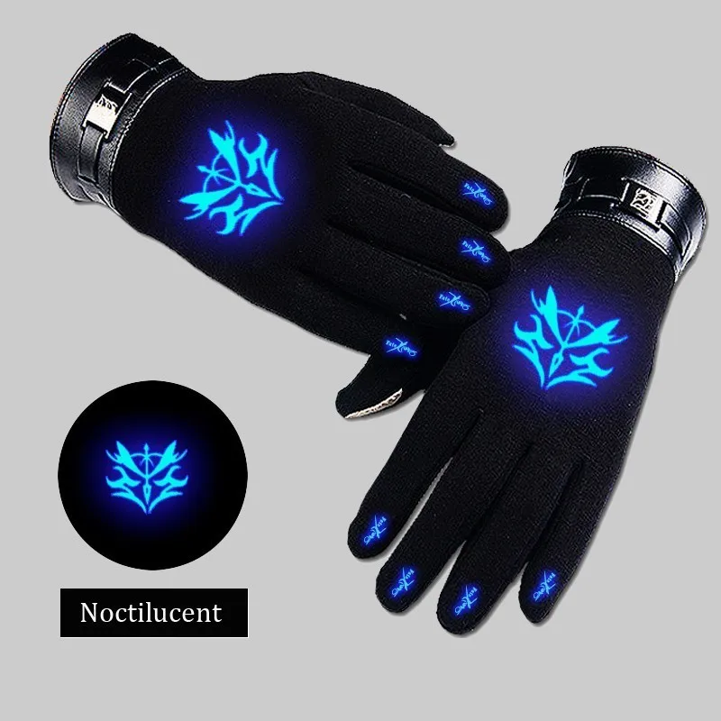 

Anime Fate/Zero Cosplay Glove Autumn Winter Keep Warm Noctilucent Black Full Finger Gloves Unisex Accessories Handwear Costume
